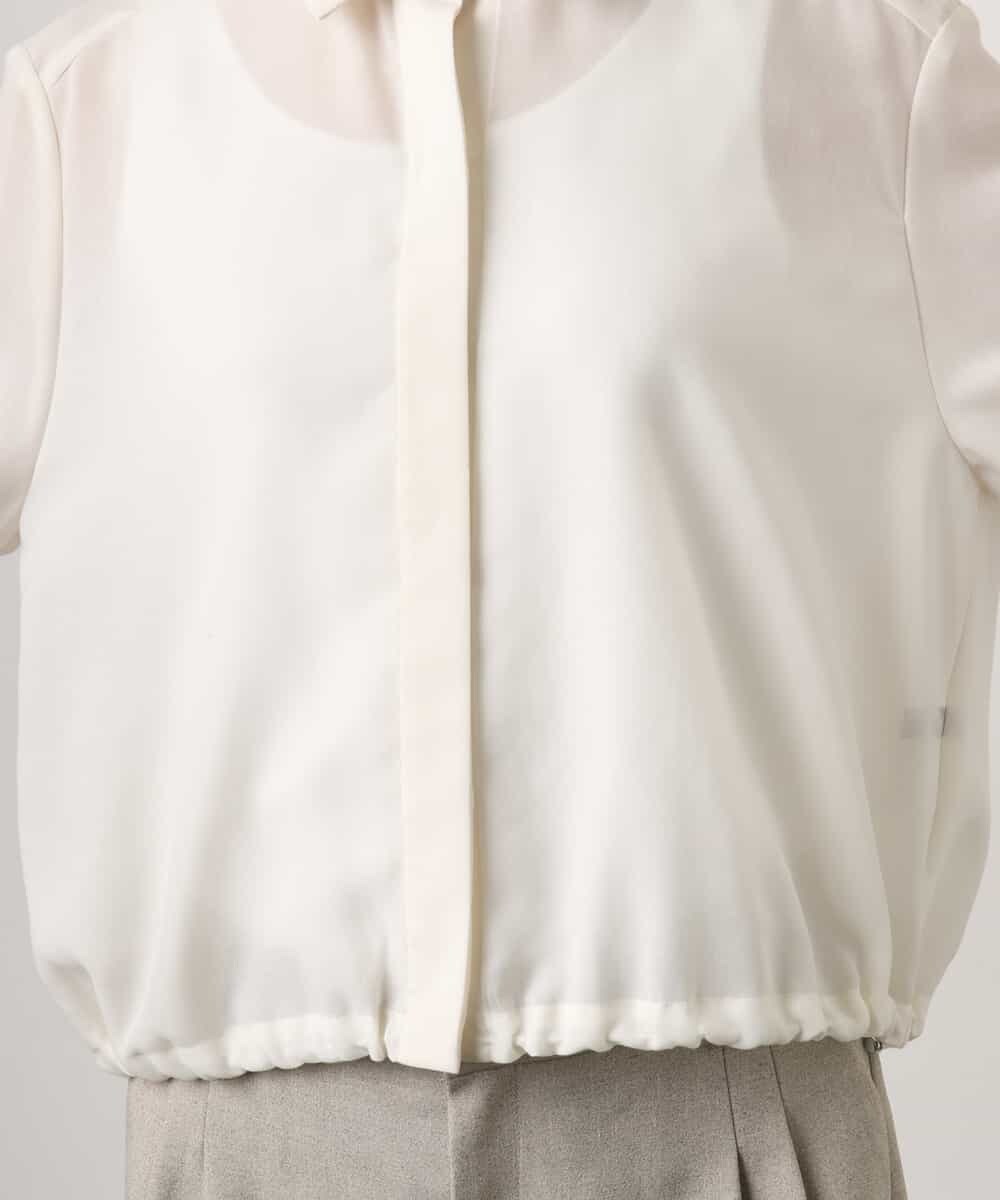 FMBGD07290 MICHEL KLEIN(ミッシェルクラン) シアータッチ ドローストリングシャツブラウス ダークグレー