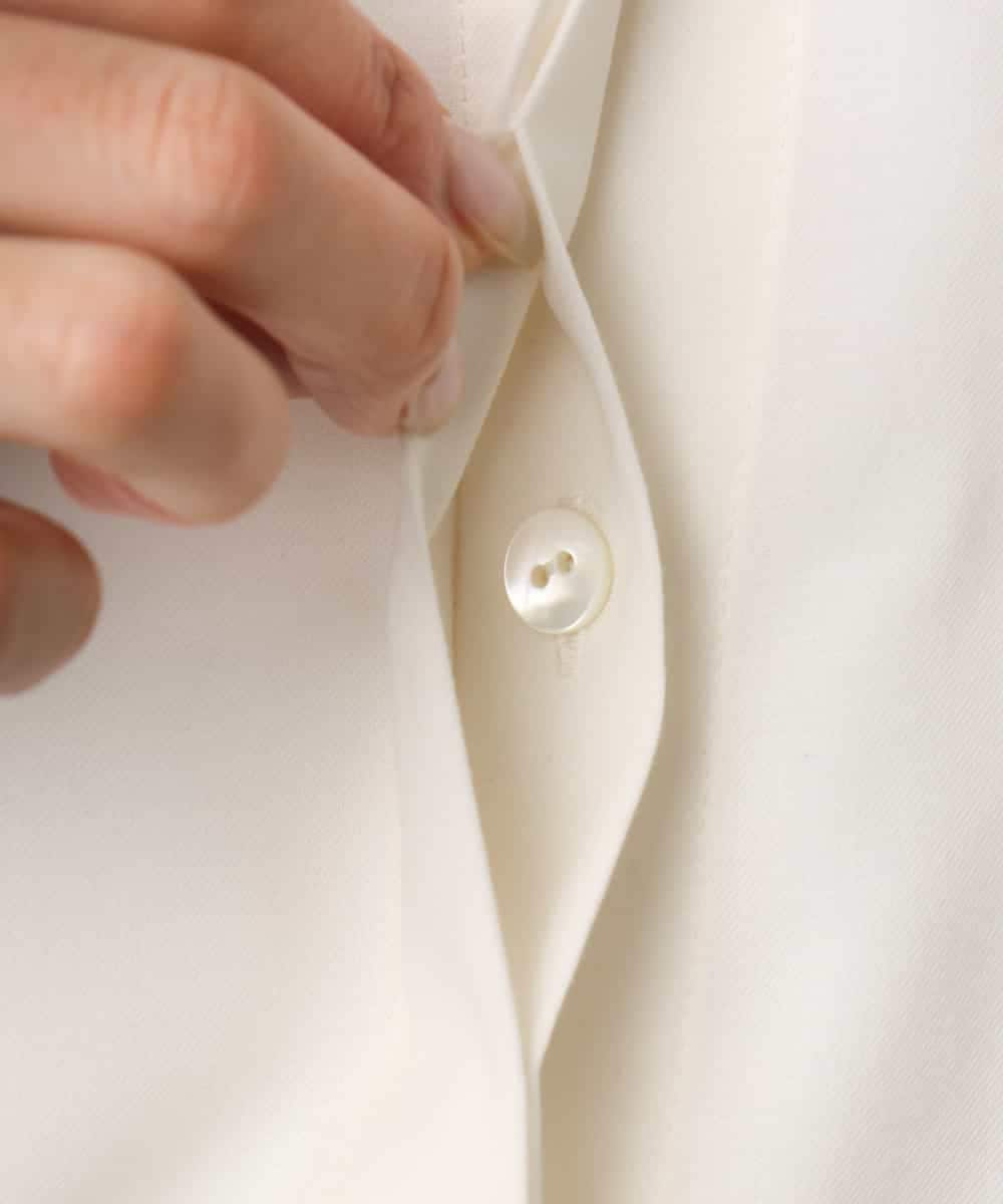 FMBGD07290 MICHEL KLEIN(ミッシェルクラン) シアータッチ ドローストリングシャツブラウス ダークグレー