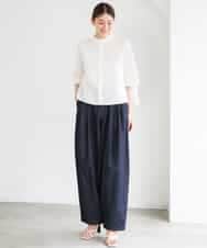 FMBGD08200 MICHEL KLEIN(ミッシェルクラン) バンドカラーテントラインシャツ ブルー