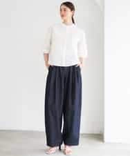 FMBGD08200 MICHEL KLEIN(ミッシェルクラン) バンドカラーテントラインシャツ ブルー