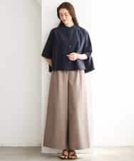 FMBGD08200 MICHEL KLEIN(ミッシェルクラン) バンドカラーテントラインシャツ ブルー