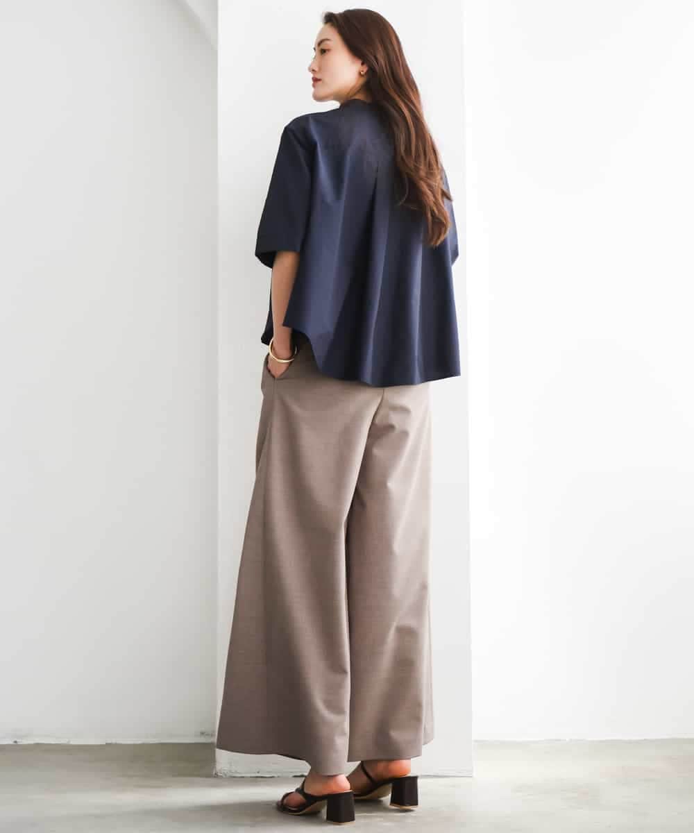 FMBGD08200 MICHEL KLEIN(ミッシェルクラン) バンドカラーテントラインシャツ ブルー