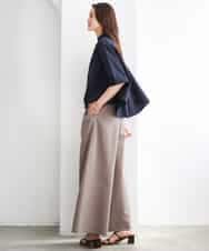 FMBGD08200 MICHEL KLEIN(ミッシェルクラン) バンドカラーテントラインシャツ ブルー