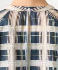 FMBGD10390 MICHEL KLEIN(ミッシェルクラン) [セットアップ対応]チェック柄細めリボンスキッパーブラウス アイボリー