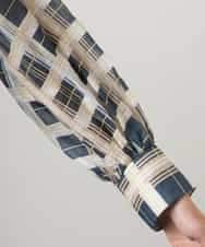 FMBGD10390 MICHEL KLEIN(ミッシェルクラン) [セットアップ対応]チェック柄細めリボンスキッパーブラウス アイボリー