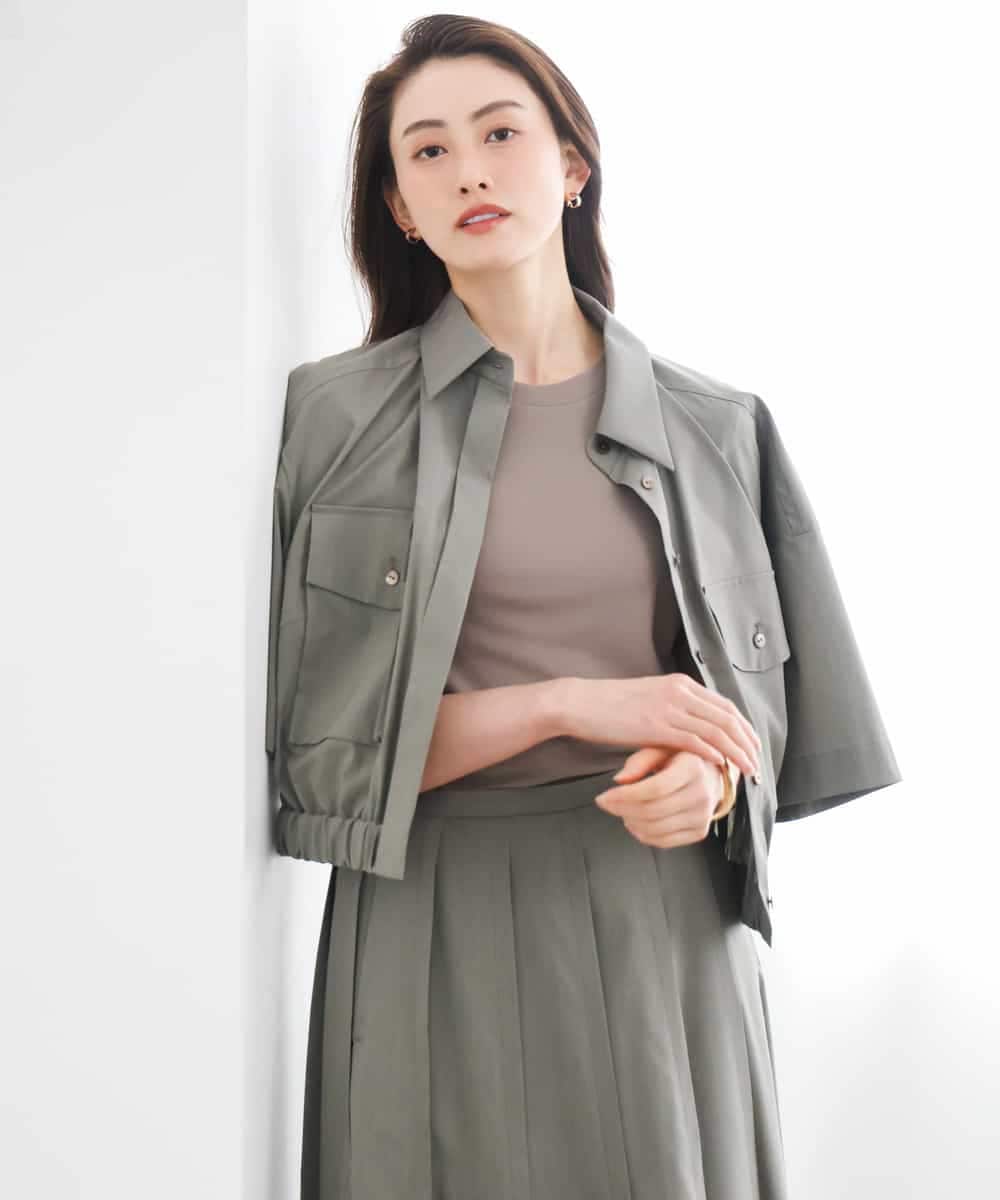 FMBGD12290 MICHEL KLEIN(ミッシェルクラン) [セットアップ対応]ダブルポケットシャツブルゾン カーキ