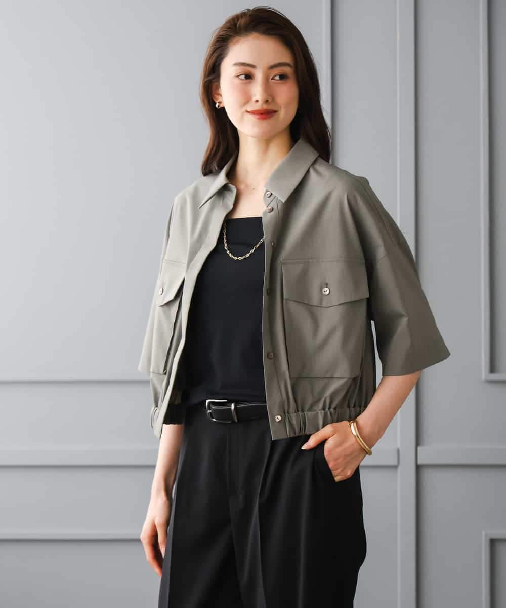 FMBGD12290 MICHEL KLEIN(ミッシェルクラン) [セットアップ対応]ダブルポケットシャツブルゾン カーキ