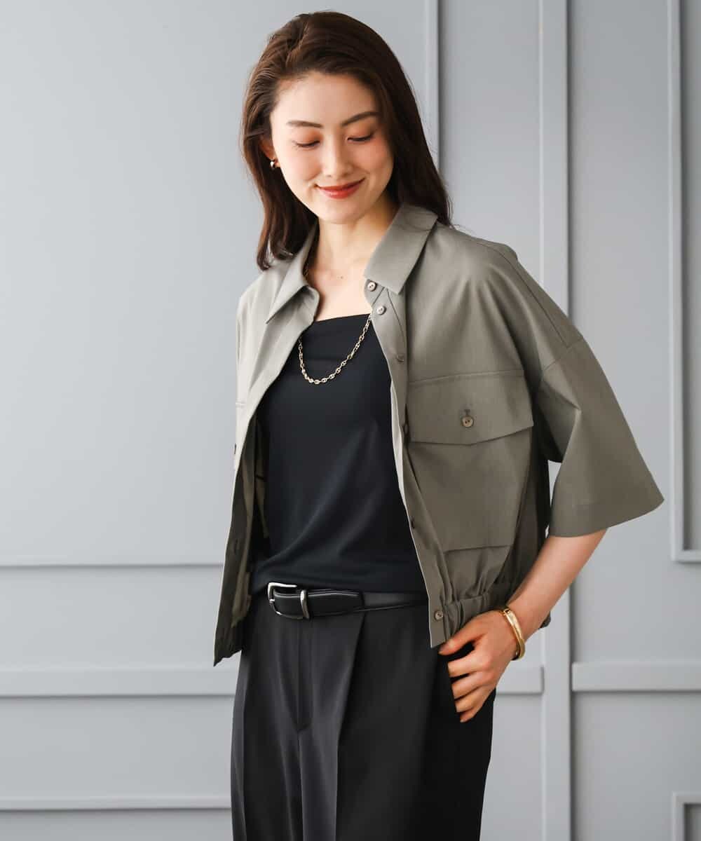 FMBGD12290 MICHEL KLEIN(ミッシェルクラン) [セットアップ対応]ダブルポケットシャツブルゾン カーキ