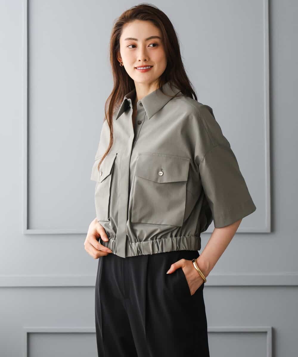 FMBGD12290 MICHEL KLEIN(ミッシェルクラン) [セットアップ対応]ダブルポケットシャツブルゾン カーキ