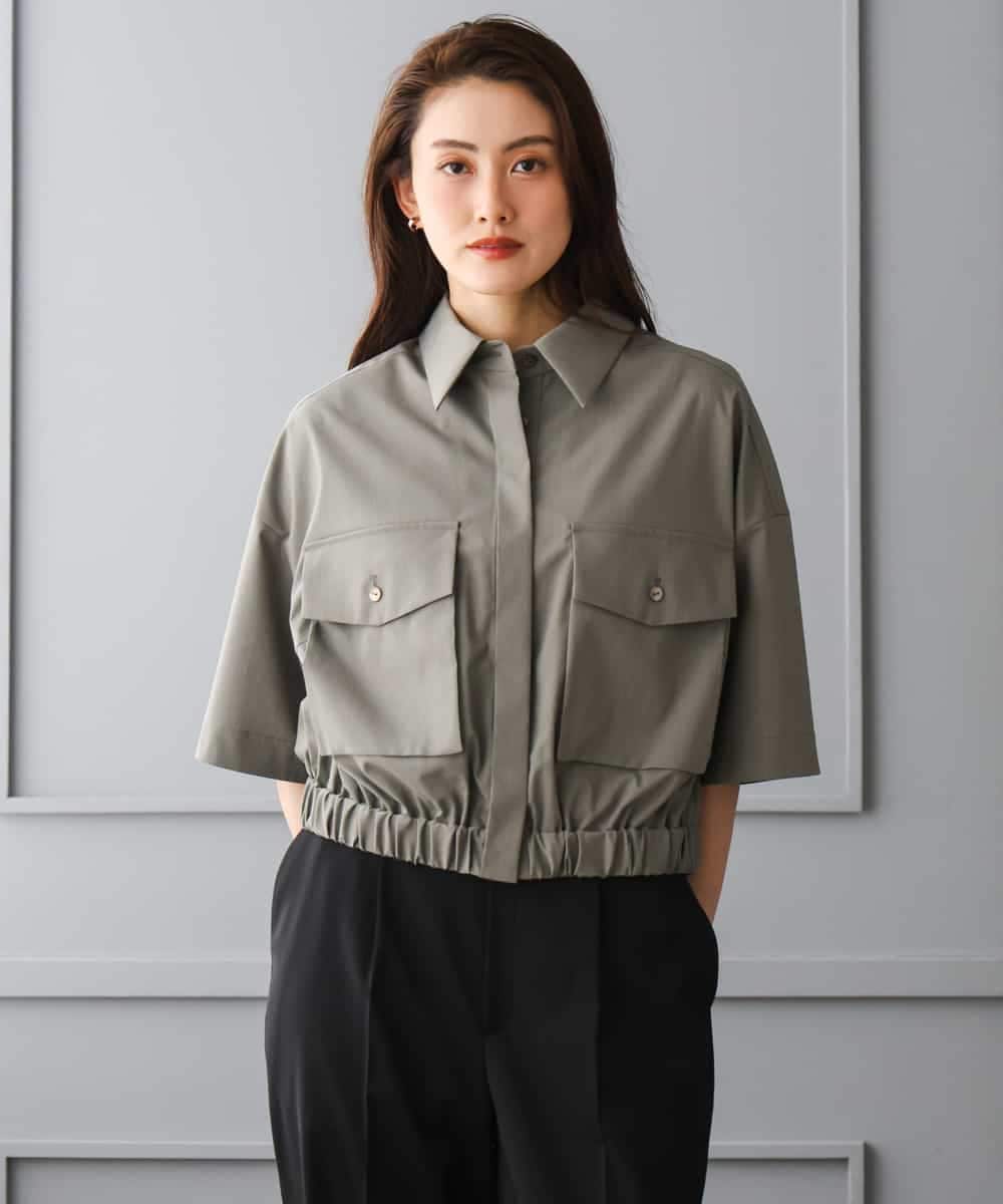 FMBGD12290 MICHEL KLEIN(ミッシェルクラン) [セットアップ対応]ダブルポケットシャツブルゾン カーキ