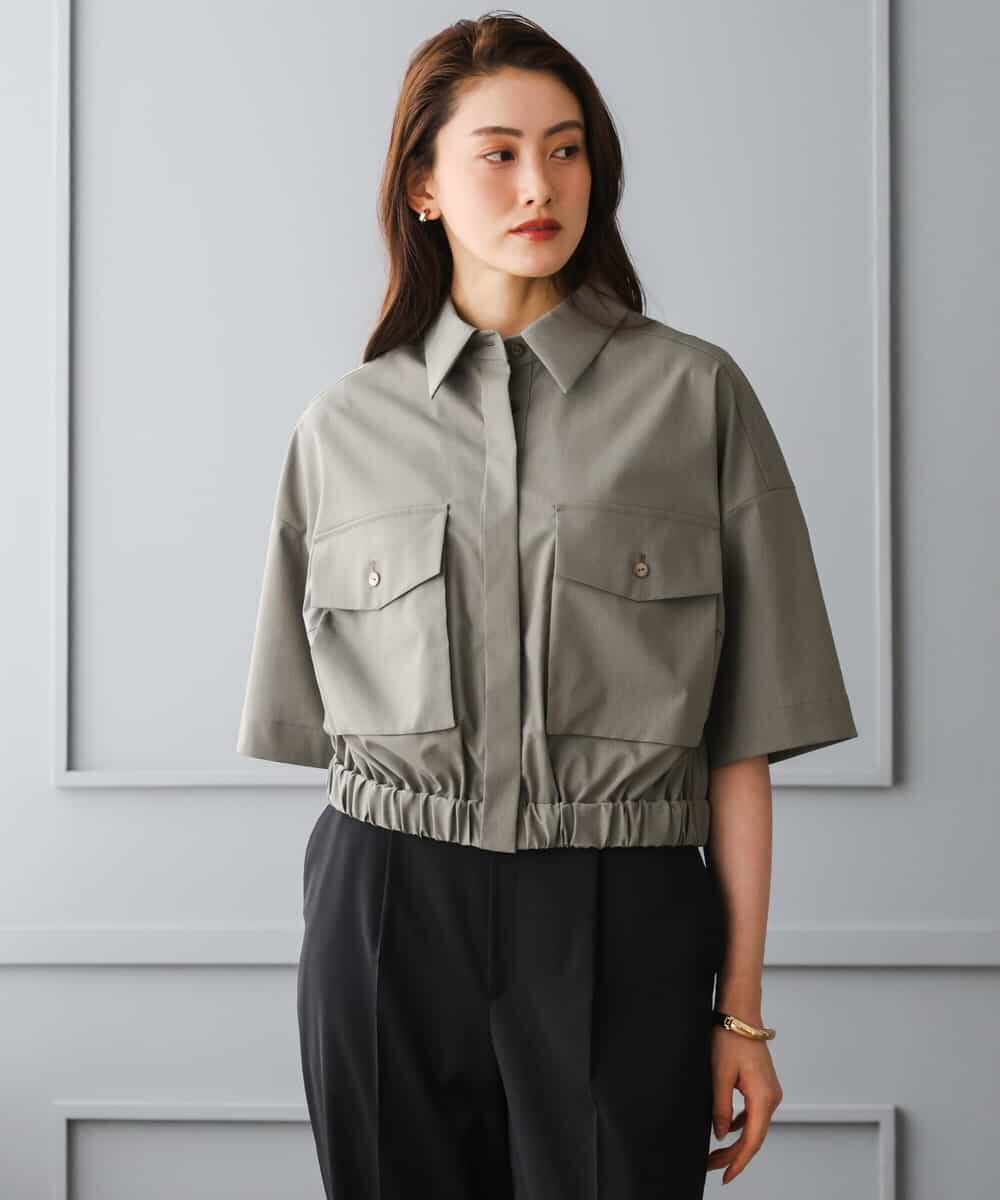 FMBGD12290 MICHEL KLEIN(ミッシェルクラン) [セットアップ対応]ダブルポケットシャツブルゾン カーキ