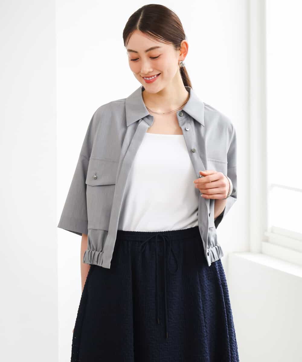 FMBGD12290 MICHEL KLEIN(ミッシェルクラン) [セットアップ対応]ダブルポケットシャツブルゾン カーキ