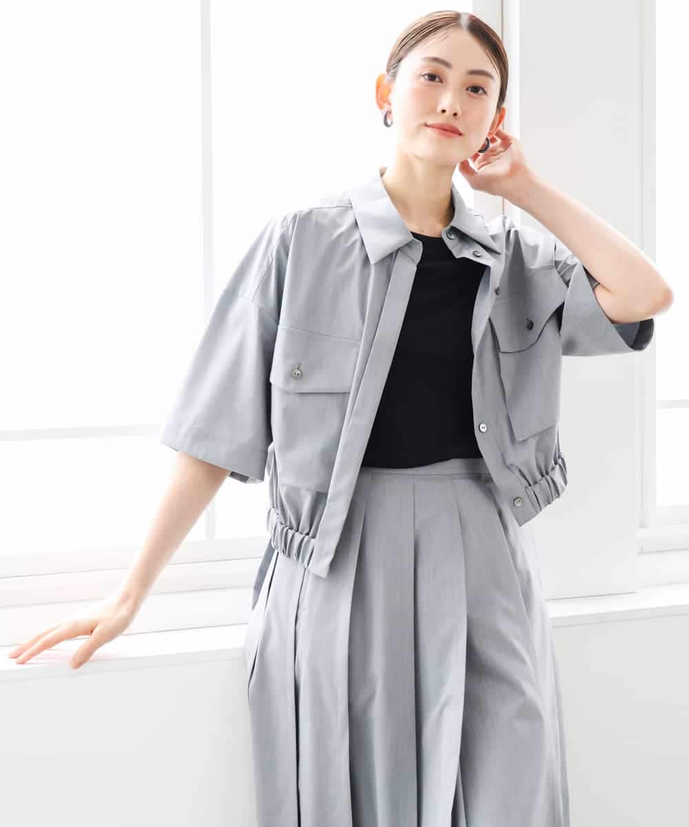 FMBGD12290 MICHEL KLEIN(ミッシェルクラン) [セットアップ対応]ダブルポケットシャツブルゾン カーキ