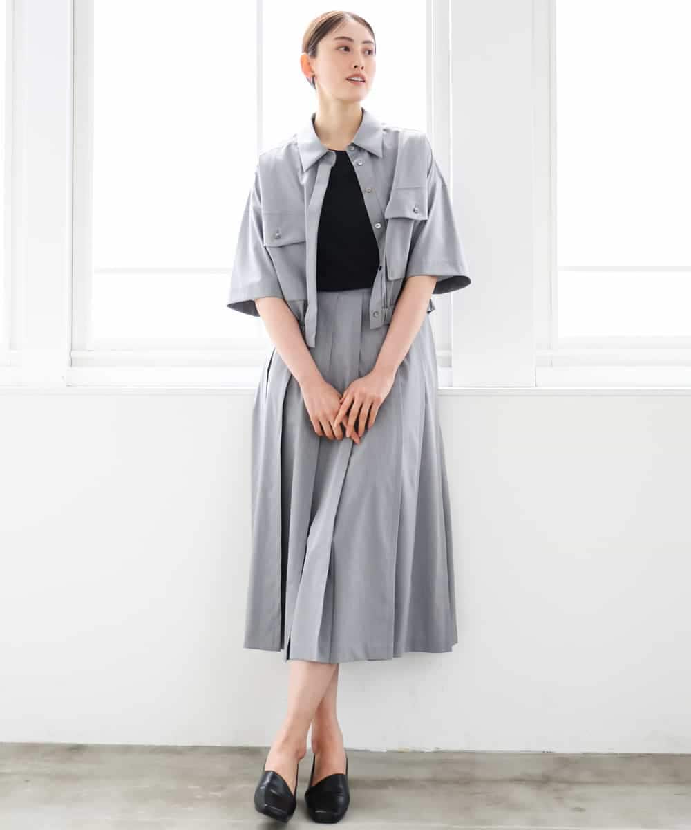 FMBGD12290 MICHEL KLEIN(ミッシェルクラン) [セットアップ対応]ダブルポケットシャツブルゾン カーキ