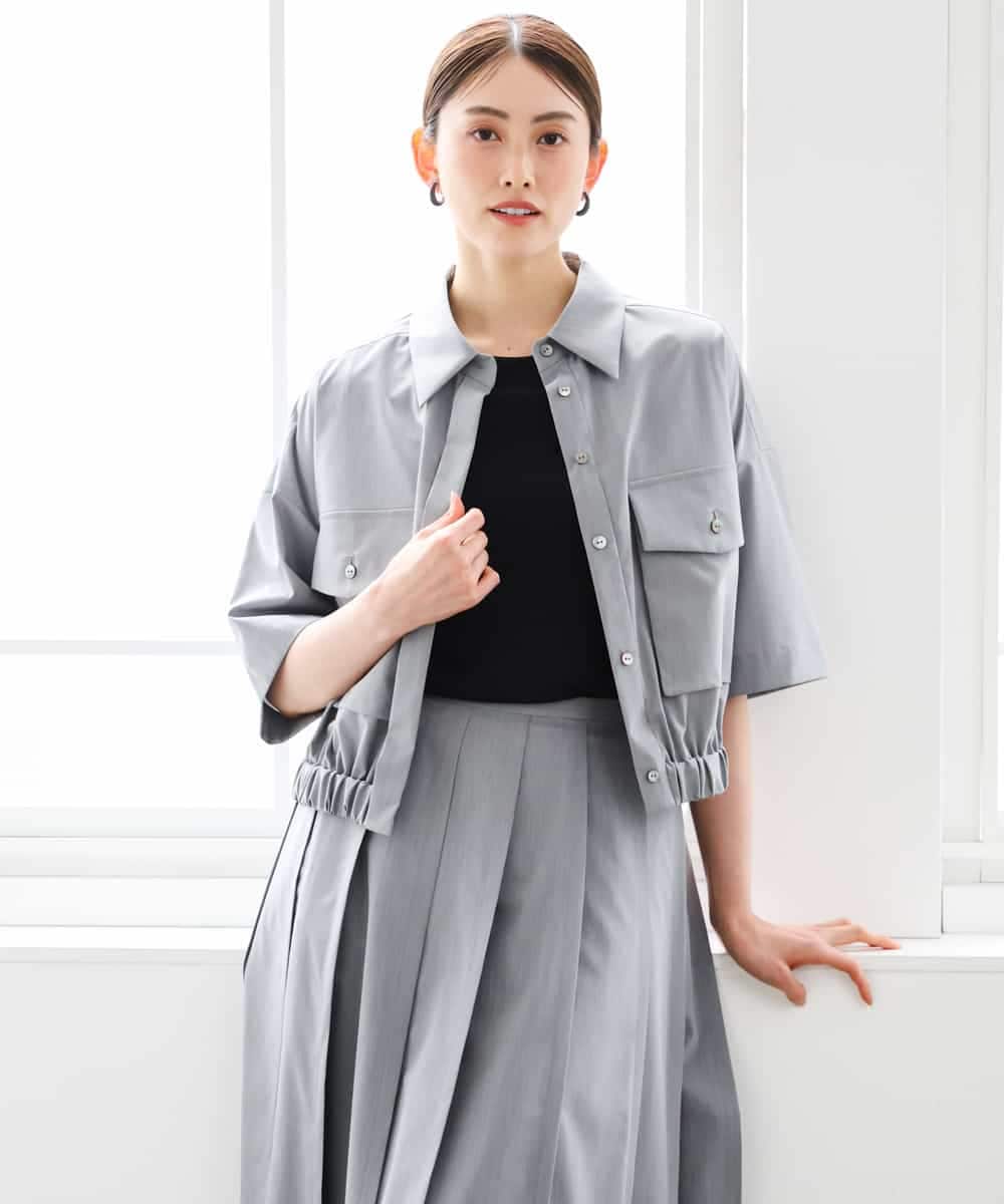 FMBGD12290 MICHEL KLEIN(ミッシェルクラン) [セットアップ対応]ダブルポケットシャツブルゾン グレー