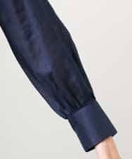 FMBGE10360 MICHEL KLEIN(ミッシェルクラン) [セットアップ対応]ライトワッフル細めリボンスキッパーブラウス ネイビー