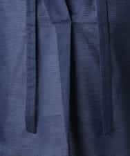 FMBGE10360 MICHEL KLEIN(ミッシェルクラン) [セットアップ対応]ライトワッフル細めリボンスキッパーブラウス ネイビー