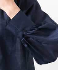 FMBGE10360 MICHEL KLEIN(ミッシェルクラン) [セットアップ対応]ライトワッフル細めリボンスキッパーブラウス ネイビー