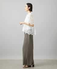 FMBGF08260 MICHEL KLEIN(ミッシェルクラン) スカラップレースブラウス ネイビー