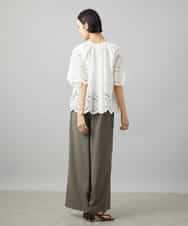 FMBGF08260 MICHEL KLEIN(ミッシェルクラン) スカラップレースブラウス ネイビー