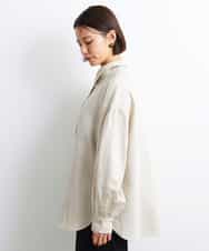 FMBGS01210 MICHEL KLEIN(ミッシェルクラン) [YURI KOBAYASHIコラボ/セットアップ対応]オーバーサイズリネンシャツ ブラック(94)