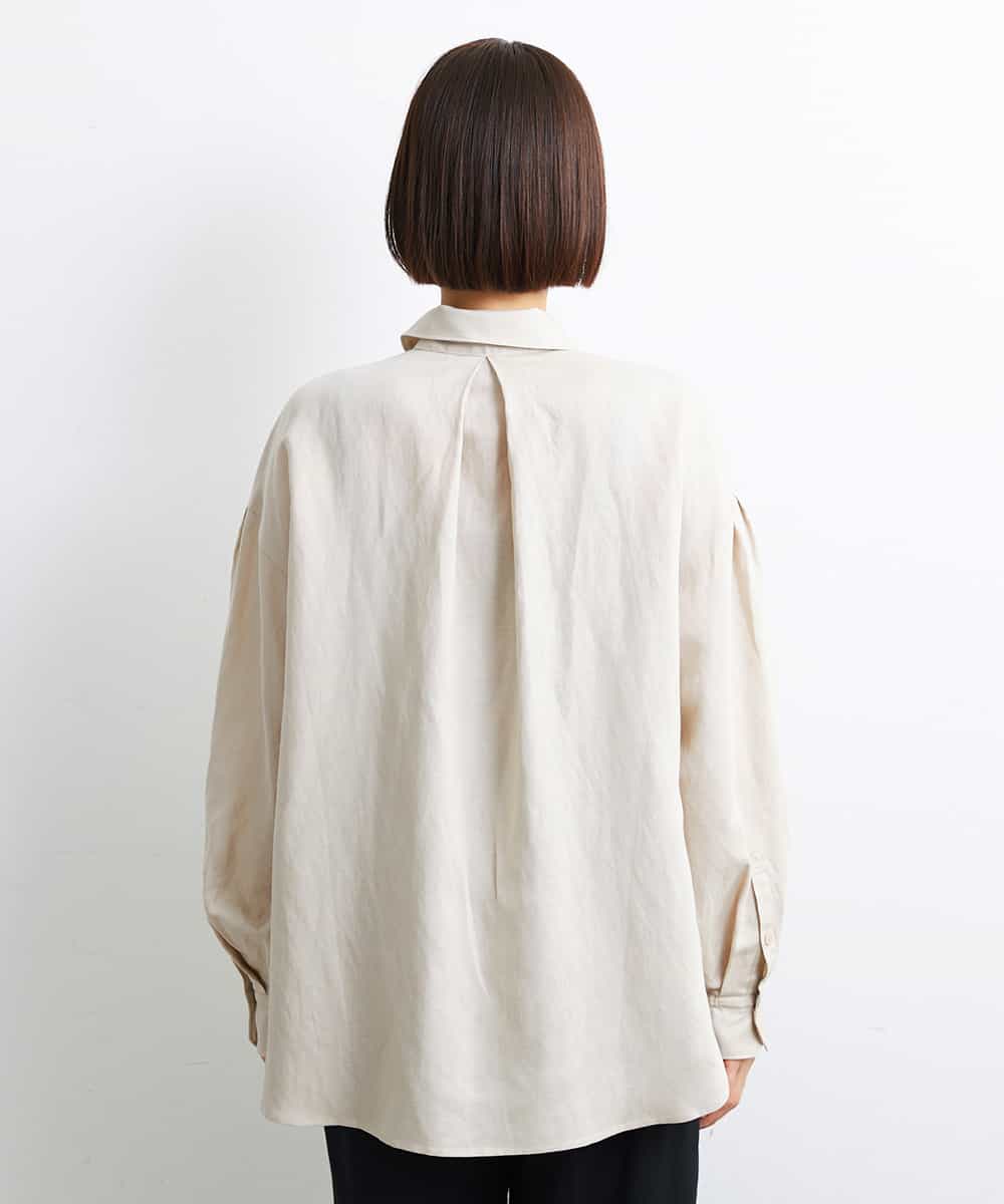 FMBGS01210 MICHEL KLEIN(ミッシェルクラン) [YURI KOBAYASHIコラボ/セットアップ対応]オーバーサイズリネンシャツ ブラック(94)