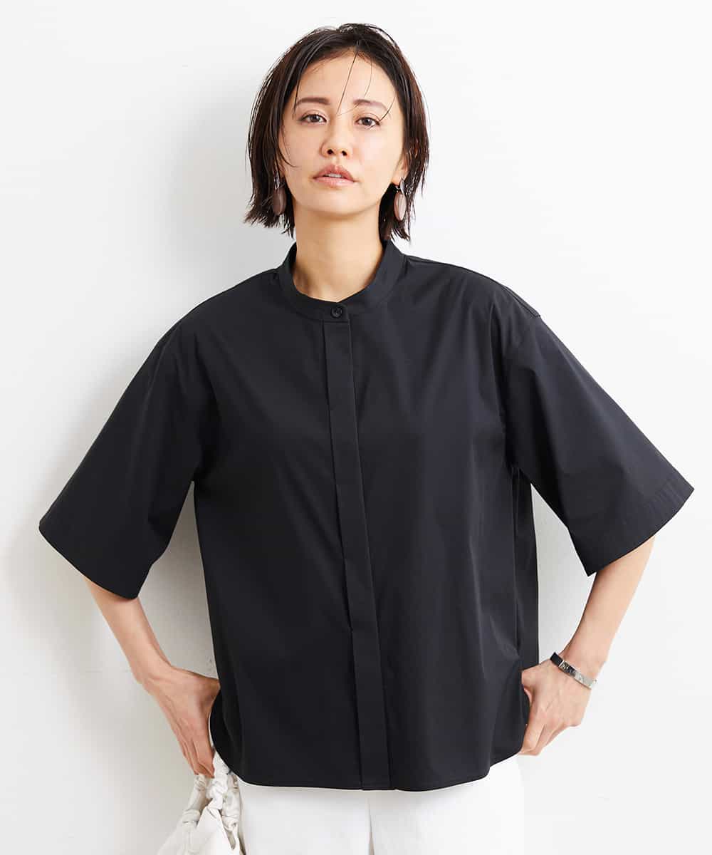 FMBGS40180 MICHEL KLEIN(ミッシェルクラン) タイプライターバイオブラウス ブラック(94)