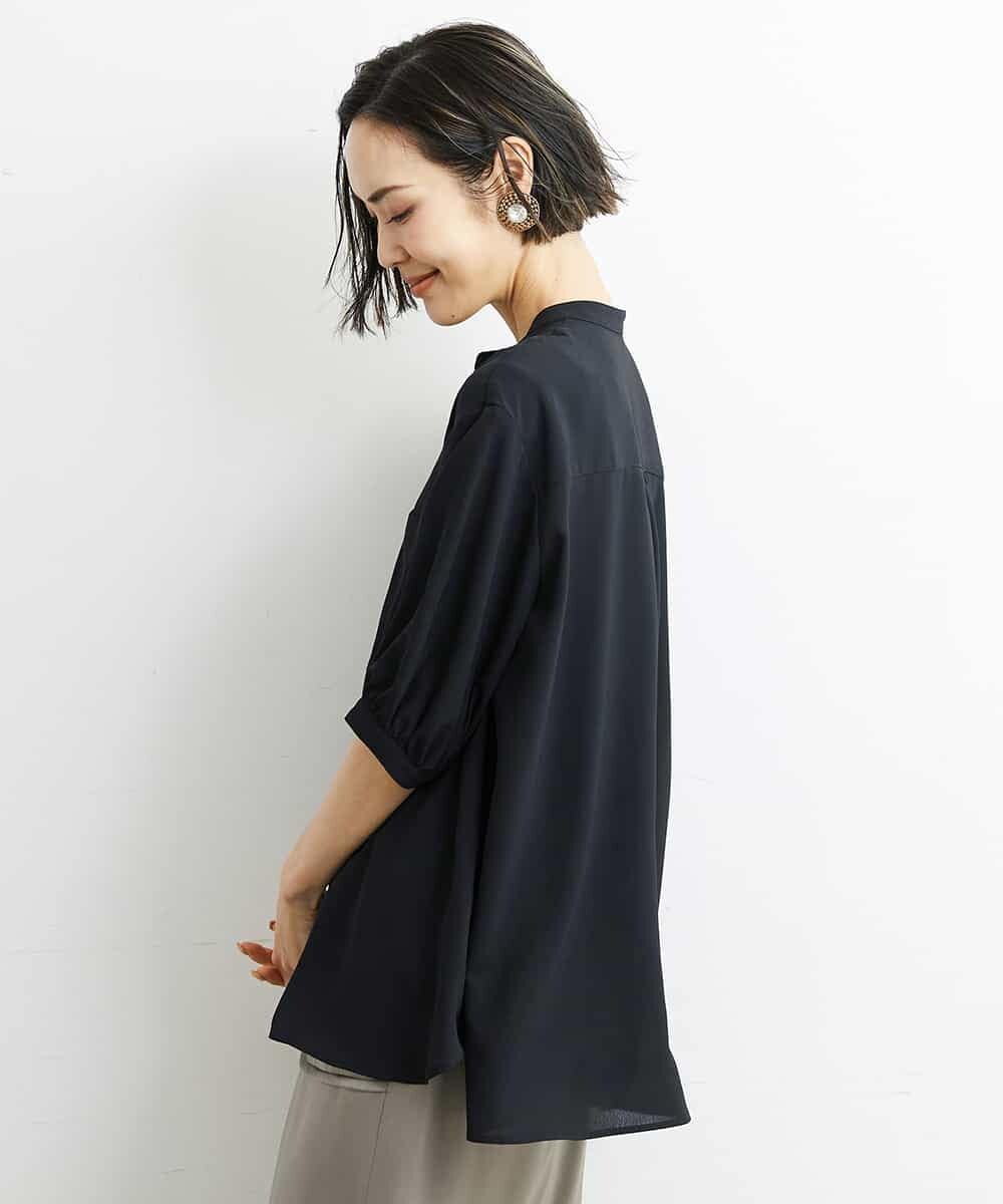 FMBGS47190 MICHEL KLEIN(ミッシェルクラン) [定番素材]ボリュームスリーブブラウス ブラック(94)
