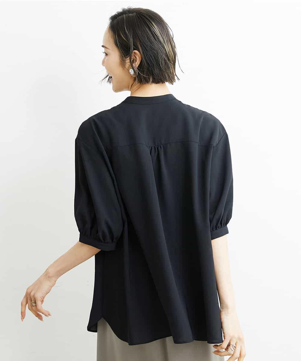 FMBGS47190 MICHEL KLEIN(ミッシェルクラン) [定番素材]ボリュームスリーブブラウス ブラック(94)