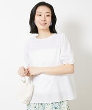 FMBGV36230 MICHEL KLEIN(ミッシェルクラン) タイプライターパフスリーブブラウス ホワイト(90)