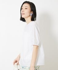 FMBGV36230 MICHEL KLEIN(ミッシェルクラン) タイプライターパフスリーブブラウス ホワイト(90)