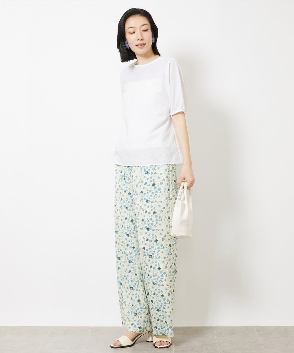 FMBGV36230 MICHEL KLEIN(ミッシェルクラン) タイプライターパフスリーブブラウス ホワイト(90)