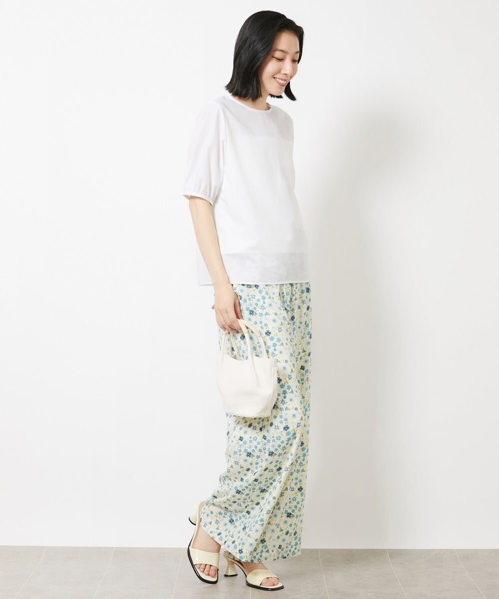 FMBGV36230 MICHEL KLEIN(ミッシェルクラン) タイプライターパフスリーブブラウス ホワイト(90)