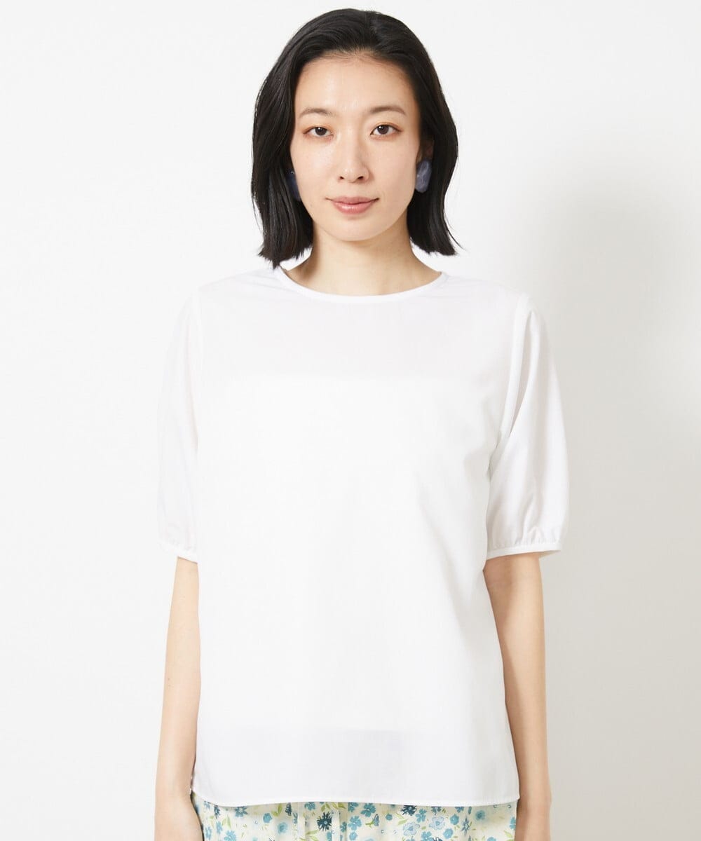 FMBGV36230 MICHEL KLEIN(ミッシェルクラン) タイプライターパフスリーブブラウス ホワイト(90)