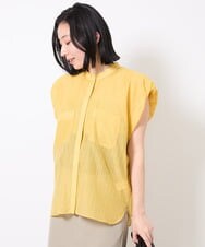 FMBGV40230 MICHEL KLEIN(ミッシェルクラン) シアーストライプブラウス ライトブルー(50)