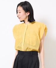 FMBGV40230 MICHEL KLEIN(ミッシェルクラン) シアーストライプブラウス ライトブルー(50)