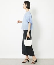 FMBGV45160 MICHEL KLEIN(ミッシェルクラン) パフスリーブサッカーブラウス ライトブルー(50)