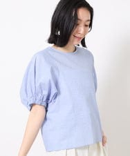 FMBGV45160 MICHEL KLEIN(ミッシェルクラン) パフスリーブサッカーブラウス ライトブルー(50)