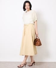 FMBGV45160 MICHEL KLEIN(ミッシェルクラン) パフスリーブサッカーブラウス ライトブルー(50)