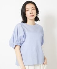 FMBGV45160 MICHEL KLEIN(ミッシェルクラン) パフスリーブサッカーブラウス ライトブルー(50)