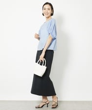 FMBGV45160 MICHEL KLEIN(ミッシェルクラン) パフスリーブサッカーブラウス ライトブルー(50)