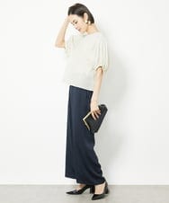 FMBGV45160 MICHEL KLEIN(ミッシェルクラン) パフスリーブサッカーブラウス ライトブルー(50)