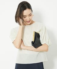 FMBGV45160 MICHEL KLEIN(ミッシェルクラン) パフスリーブサッカーブラウス ライトブルー(50)