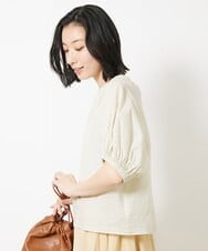 FMBGV45160 MICHEL KLEIN(ミッシェルクラン) パフスリーブサッカーブラウス ライトブルー(50)