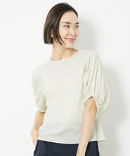 FMBGV45160 MICHEL KLEIN(ミッシェルクラン) パフスリーブサッカーブラウス アイボリー(80)