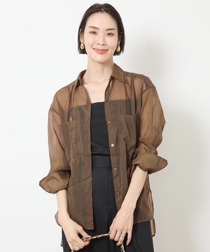 FMBGV47230 MICHEL KLEIN [セットアップ対応]シアーナイロンシャツ