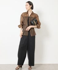 FMBGV47230 MICHEL KLEIN(ミッシェルクラン) [セットアップ対応]シアーナイロンシャツ ブラウン(87)