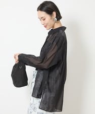 FMBGV47230 MICHEL KLEIN(ミッシェルクラン) [セットアップ対応]シアーナイロンシャツ ブラウン(87)