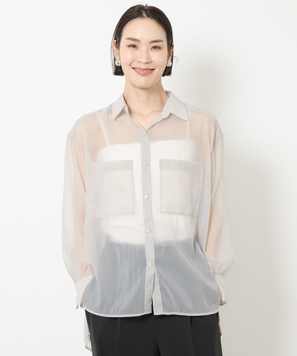 FMBGV47230 MICHEL KLEIN(ミッシェルクラン) [セットアップ対応]シアーナイロンシャツ ブラウン(87)