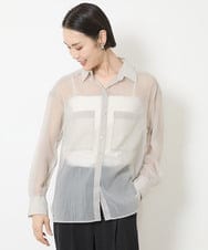 FMBGV47230 MICHEL KLEIN(ミッシェルクラン) [セットアップ対応]シアーナイロンシャツ ブラウン(87)